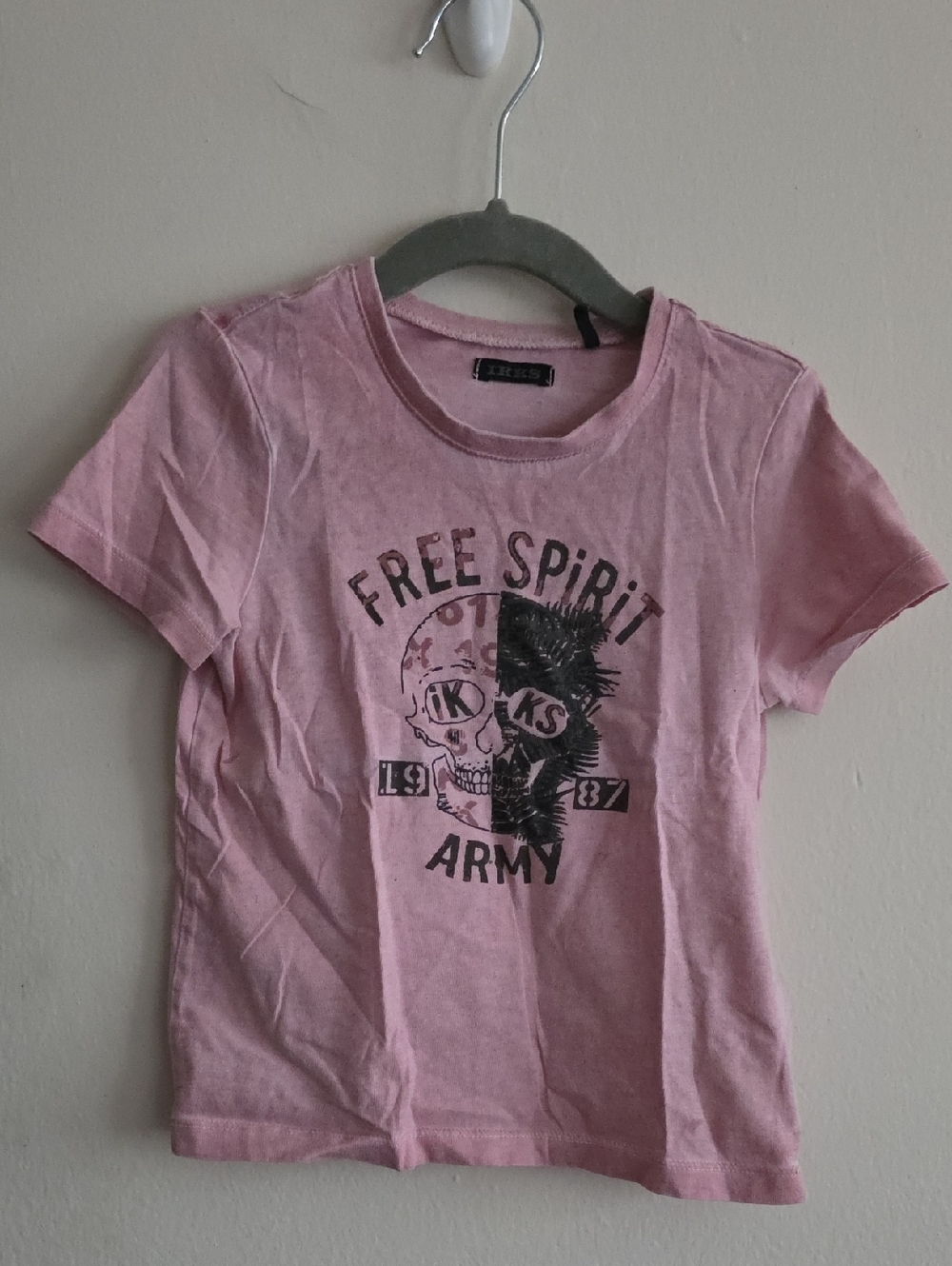 Ikks Size 2a Free Spirit Army Pink Graphic Tee